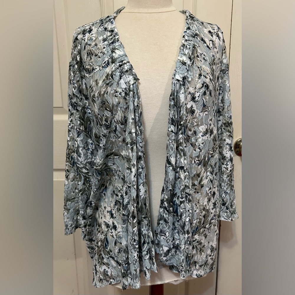 Serengti multi colored lace open front cardigan size 2X